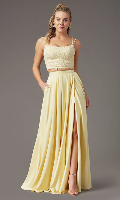 Pastel Two Piece Long Prom Dress Promgirl