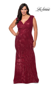 La Femme-Empire-Waist Sequin Long Plus-Size Formal Gown