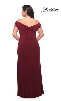 Off-the-Shoulder Long Plus-Size V-Neck Prom Dress