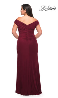 La Femme-La Femme Off-Shoulder Plus-Size Long Prom Dress